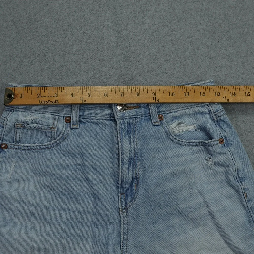 American Eagle Shorts Womens 0 Blue Highest‎ Rise Baggy Distressed Denim